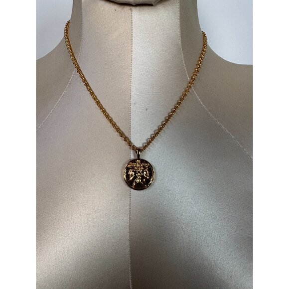 Gold-Plated Multilana Necklace With Janus Pendant 18" Chain Timeless Roman-Inspi - Picture 12 of 16